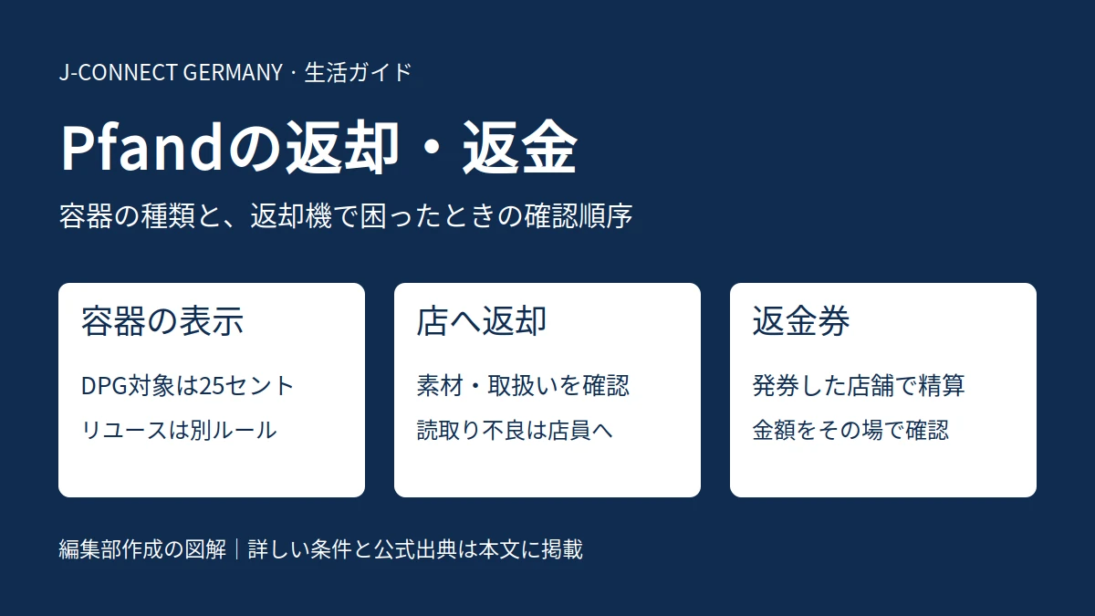 使い捨て容器とリユース瓶で異なる預り金・返却先